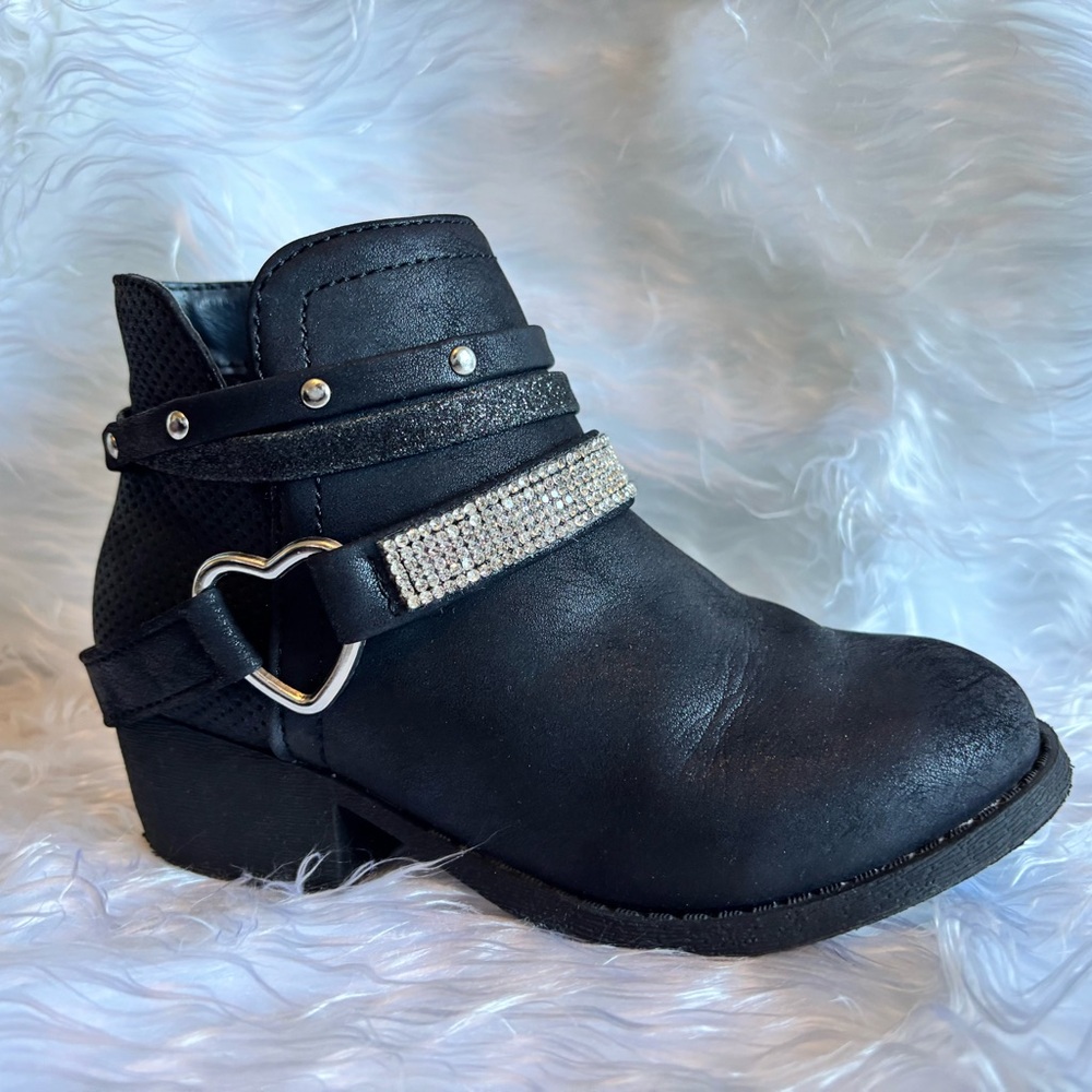 ❌SOLD❌Girls JELLY POP Black Ankle Boots with Rhinestone Detail SZ 11